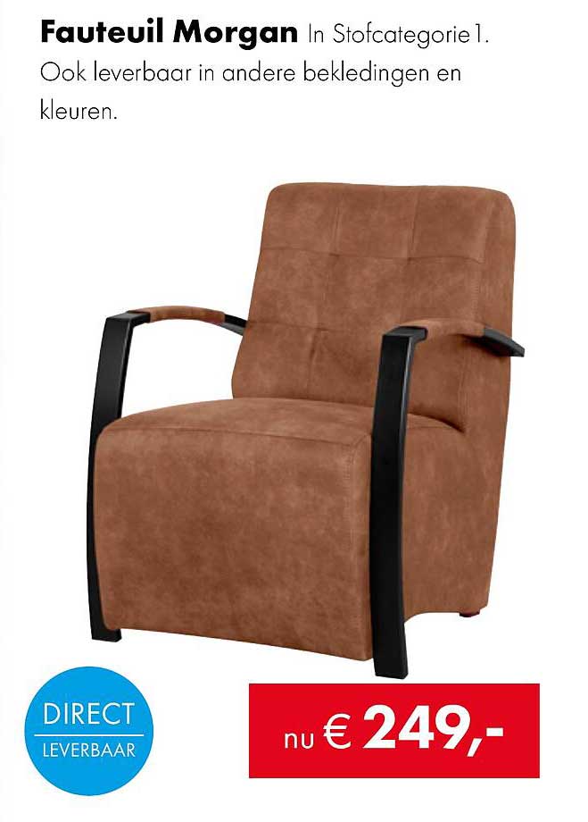 Fauteuil Morgan In Stofcategorie 1. Ook leverbaar in andere bekledingen en kleuren.