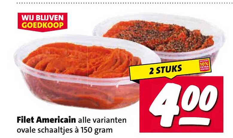 Filet Americain alle varianten ovale schaaltjes à 150 gram 2 STUKS