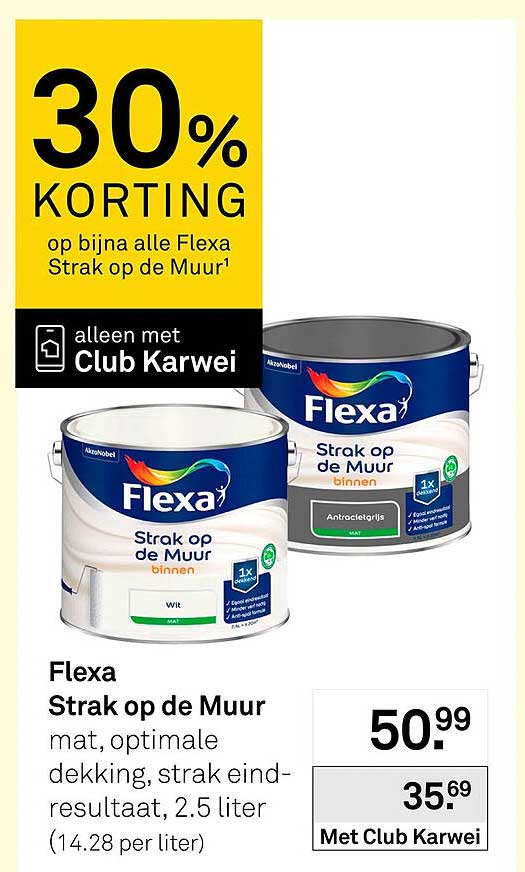 Flexa Strak op de Muur mat, optimale dekking, strak eindresultaat, 2,5 liter