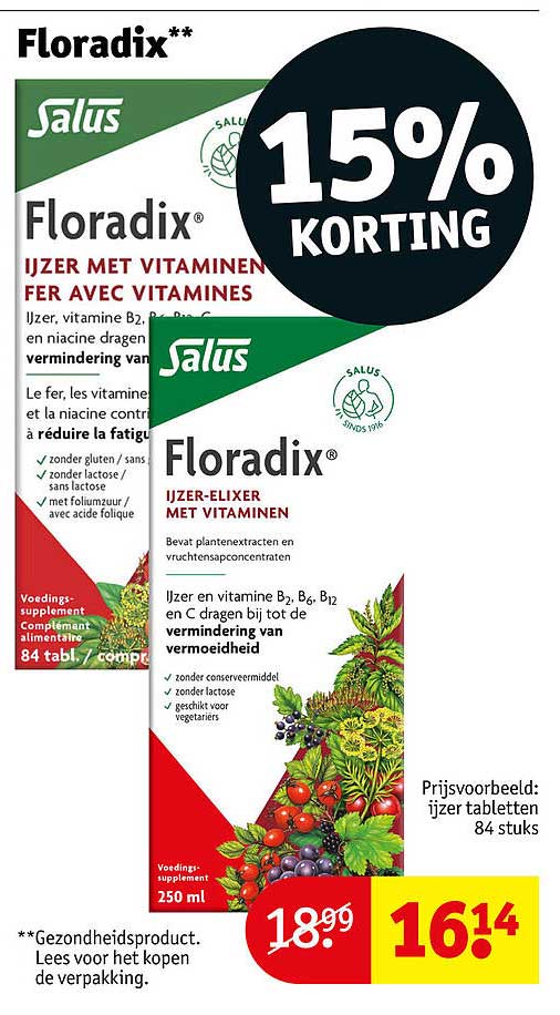 Floradix ijzer-elixir met vitaminen 15% korting
