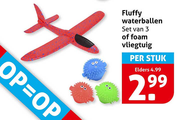 Fluffy waterballen Set van 3 of foam vliegtuig PER STUK