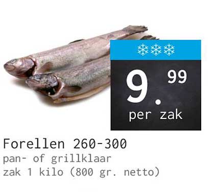 Forellen 260-300 pan- of grillklaar zak 1 kilo (800 gr. netto)