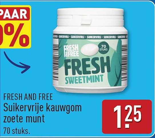 FRESH AND FREE Suikervrije kauwgom zoete munt 70 stuks.