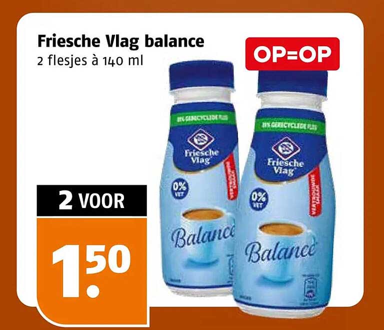 Friesche Vlag balance 2 flesjes à 140 ml OP=OP