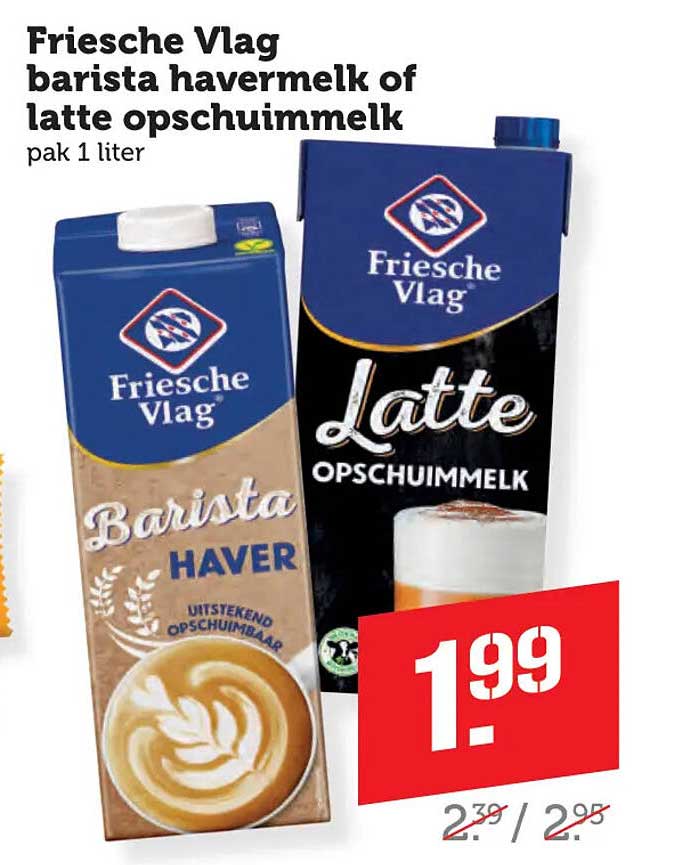 Friesche Vlag barista havermelk of latte opschuimmelk pak 1 liter
