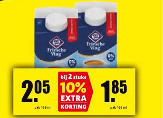 Friesche Vlag bij 2 stuks 10% EXTRA KORTING