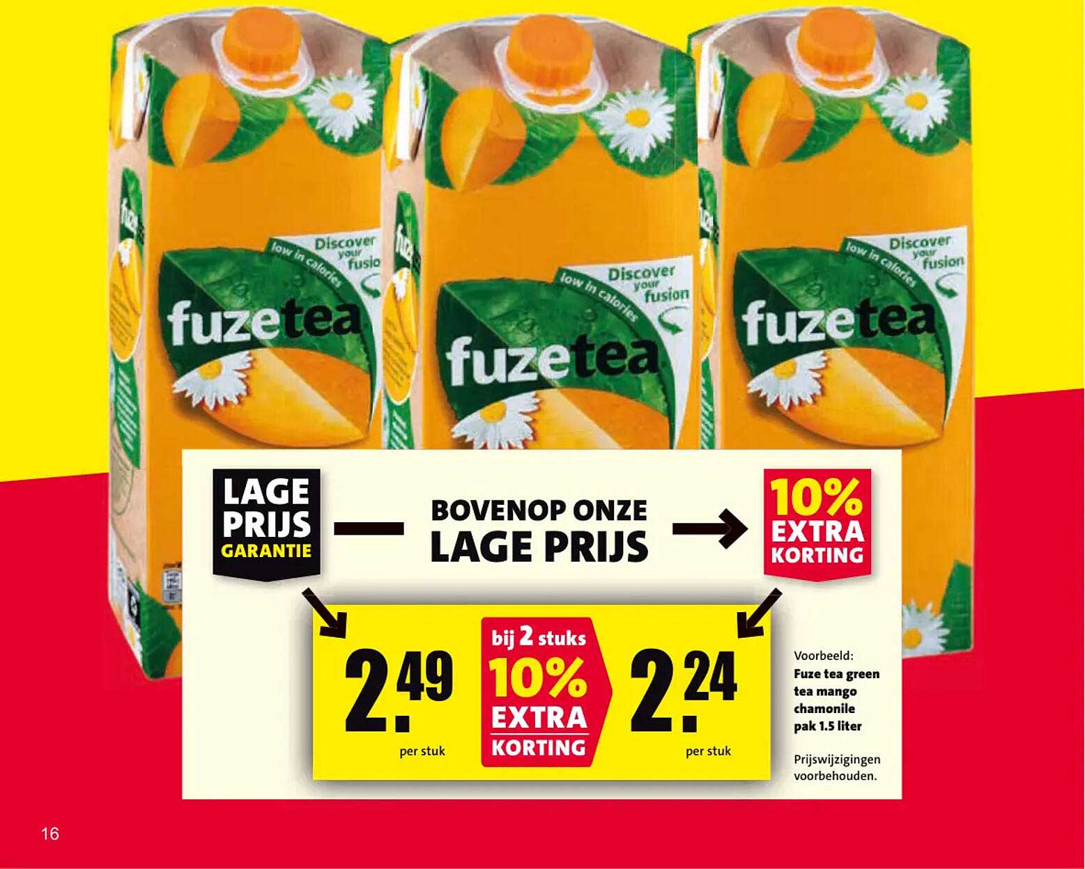 Fuze tea green tea mango chamomile pak 1.5 liter 10% extra korting