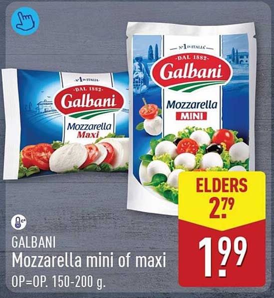 Galbani Mozzarella mini of maxi OP=OP. 150-200 g.