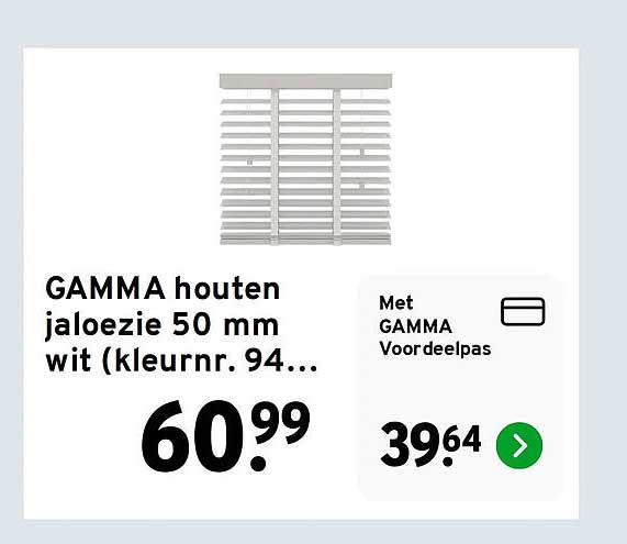 GAMMA houten jaloezie 50 mm wit (kleurnr. 94...