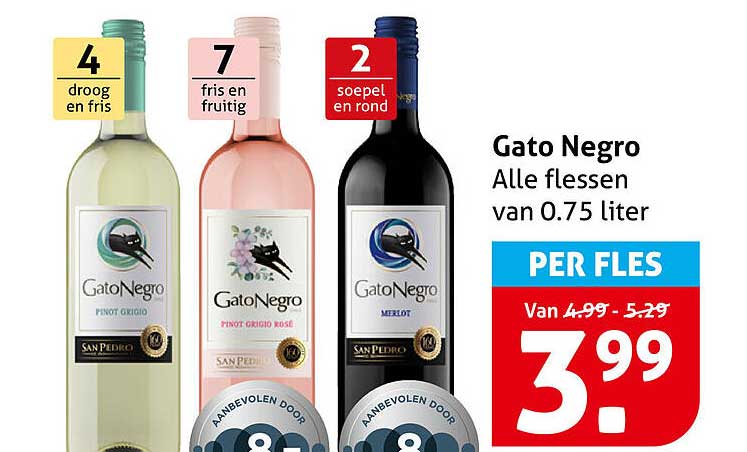 Gato Negro Alle flessen van 0.75 liter PER FLES