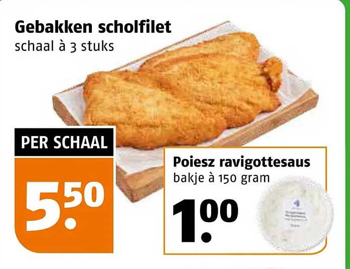 Gebakken scholfilet schaal à 3 stuks