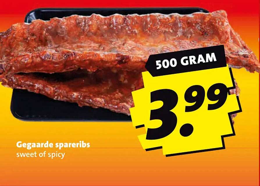 Gegaarde spareribs sweet of spicy 500 gram