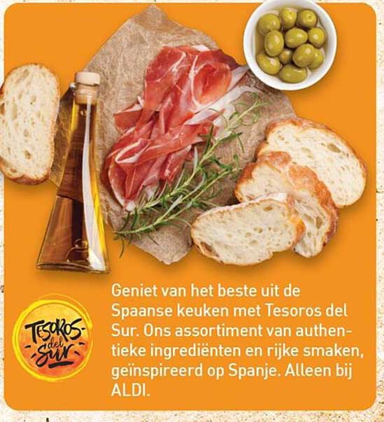 Geniet van het beste uit de Spaanse keuken met Tesoros del Sur. Ons assortiment van authentieke ingrediënten en rijke smaken, geïnspireerd op Spanje. Alleen bij ALDI.