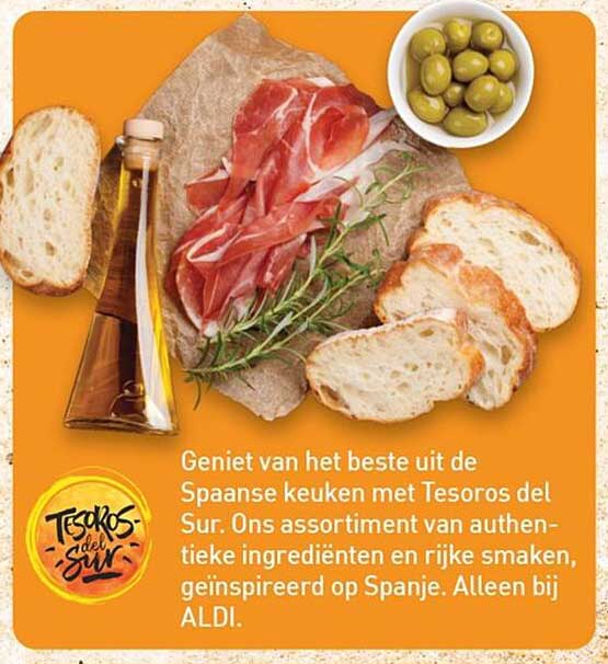 Geniet van het beste uit de Spaanse keuken met Tesoros del Sur. Ons assortiment van authentieke ingrediënten en rijke smaken, geïnspireerd op Spanje. Alleen bij ALDI.