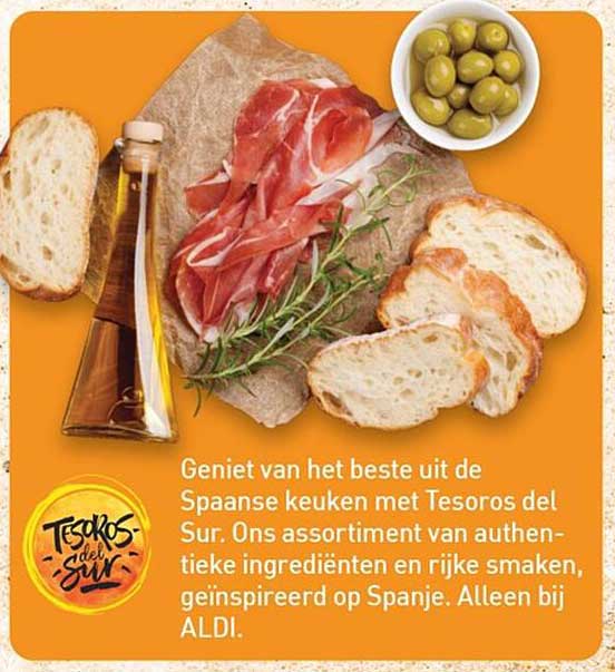 Geniet van het beste uit de Spaanse keuken met Tesoros del Sur. Ons assortiment van authentieke ingrediënten en rijke smaken, geïnspireerd op Spanje. Alleen bij ALDI.
