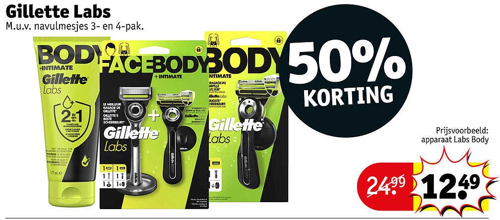 Gillette Labs M.u.v. navulmesjes 3- en 4-pak. 50% korting