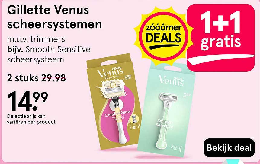 Gillette Venus scheersystemen 1+1 gratis