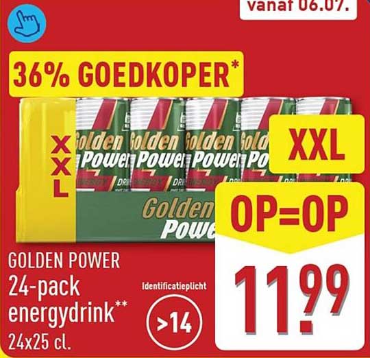GOLDEN POWER 24-pack energydrink** 24x25 cl. XXL OP=OP