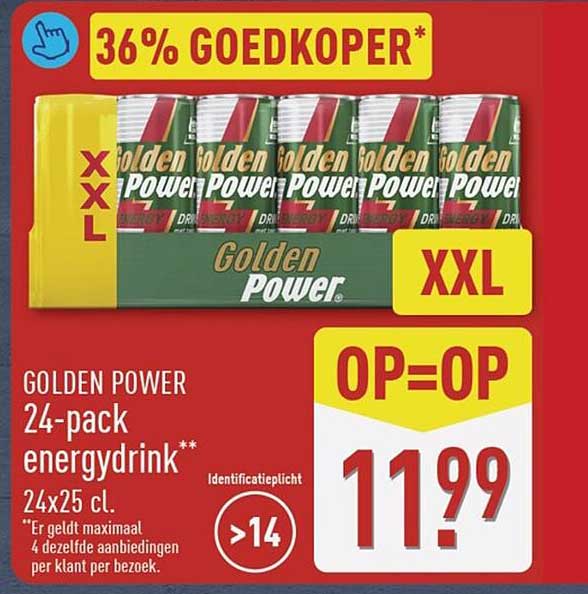 GOLDEN POWER 24-pack energydrink** 24x25 cl. XXL OP=OP