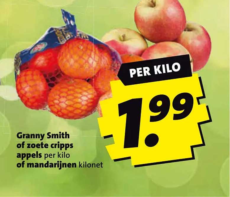 Granny Smith of zoete cripps appels per kilo of mandarijnen kilonet