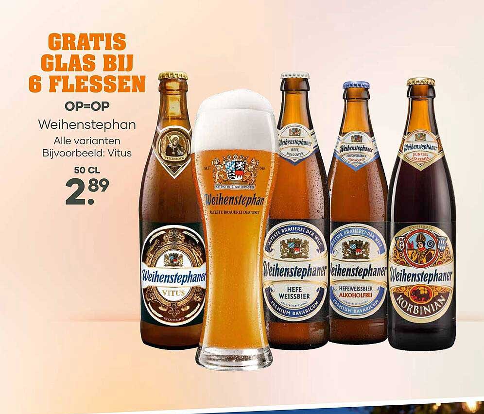 GRATIS GLAS BIJ 6 FLESSEN OP=OP Weihenstephan