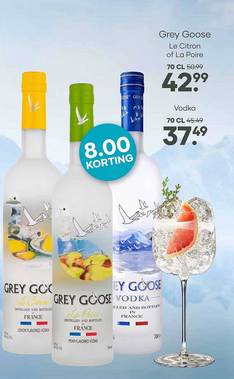 Grey Goose Le Citron of La Poire 70 cl 8.00 korting