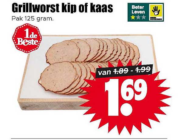 Grillworst kip of kaas