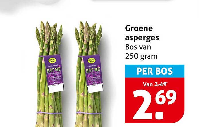 Groene asperges Bos van 250 gram PER BOS