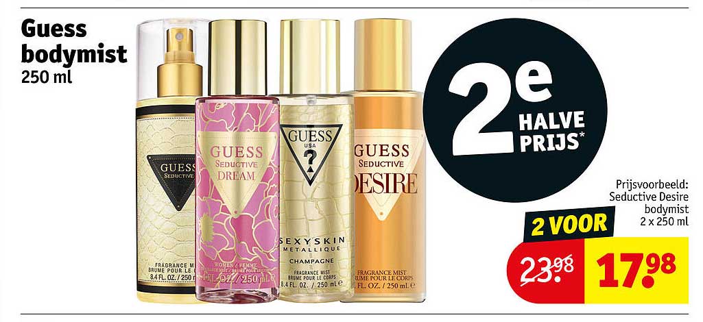Guess bodystmist 250 ml 2e halve prijs
