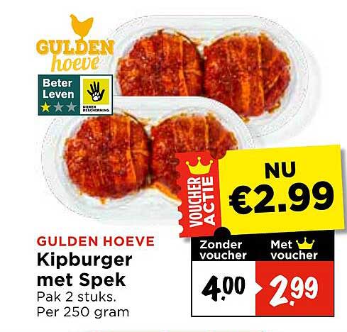 GULDEN HOEVE Kipburger met Spek