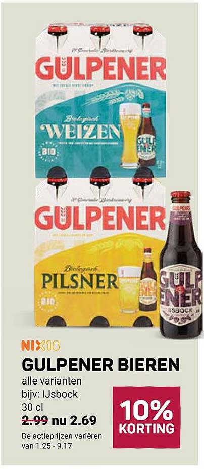 GULPENER BIEREN alle varianten bijv: IJsbock 30 cl 10% KORTING