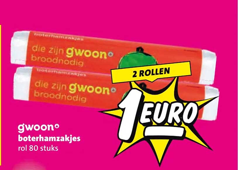 g'woon boterhamzakjes rol 80 stuks 2 ROLLEN 1 EURO