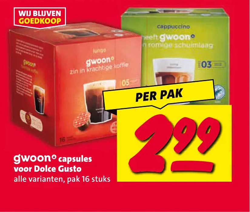 g'woon capsules voor Dolce Gusto alle varianten, pak 16 stuks