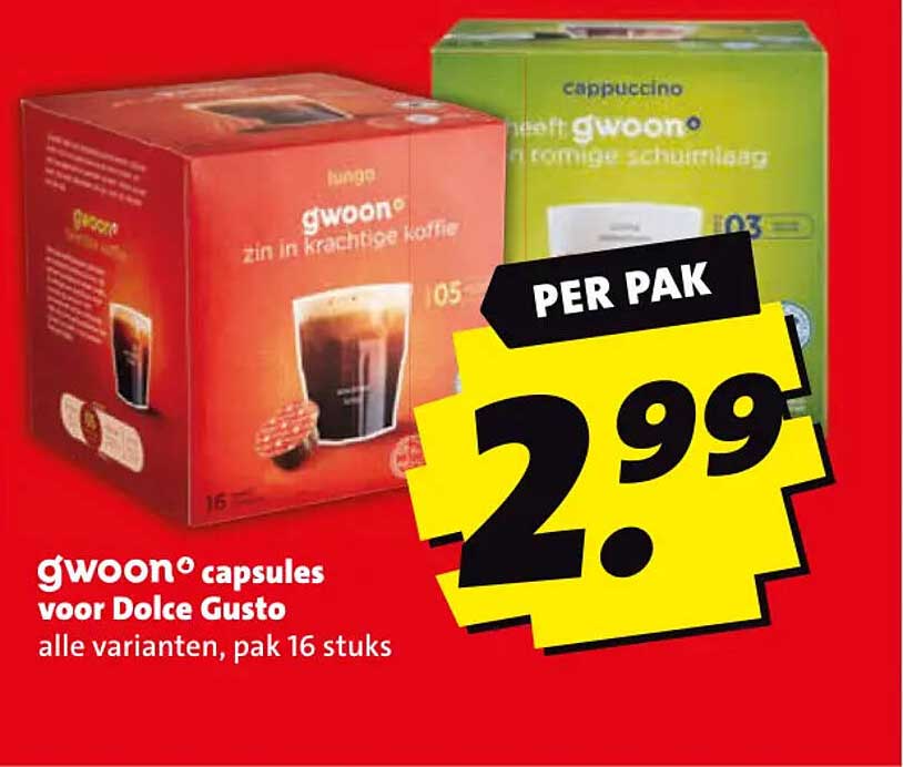 g'woon capsules voor Dolce Gusto alle varianten, pak 16 stuks