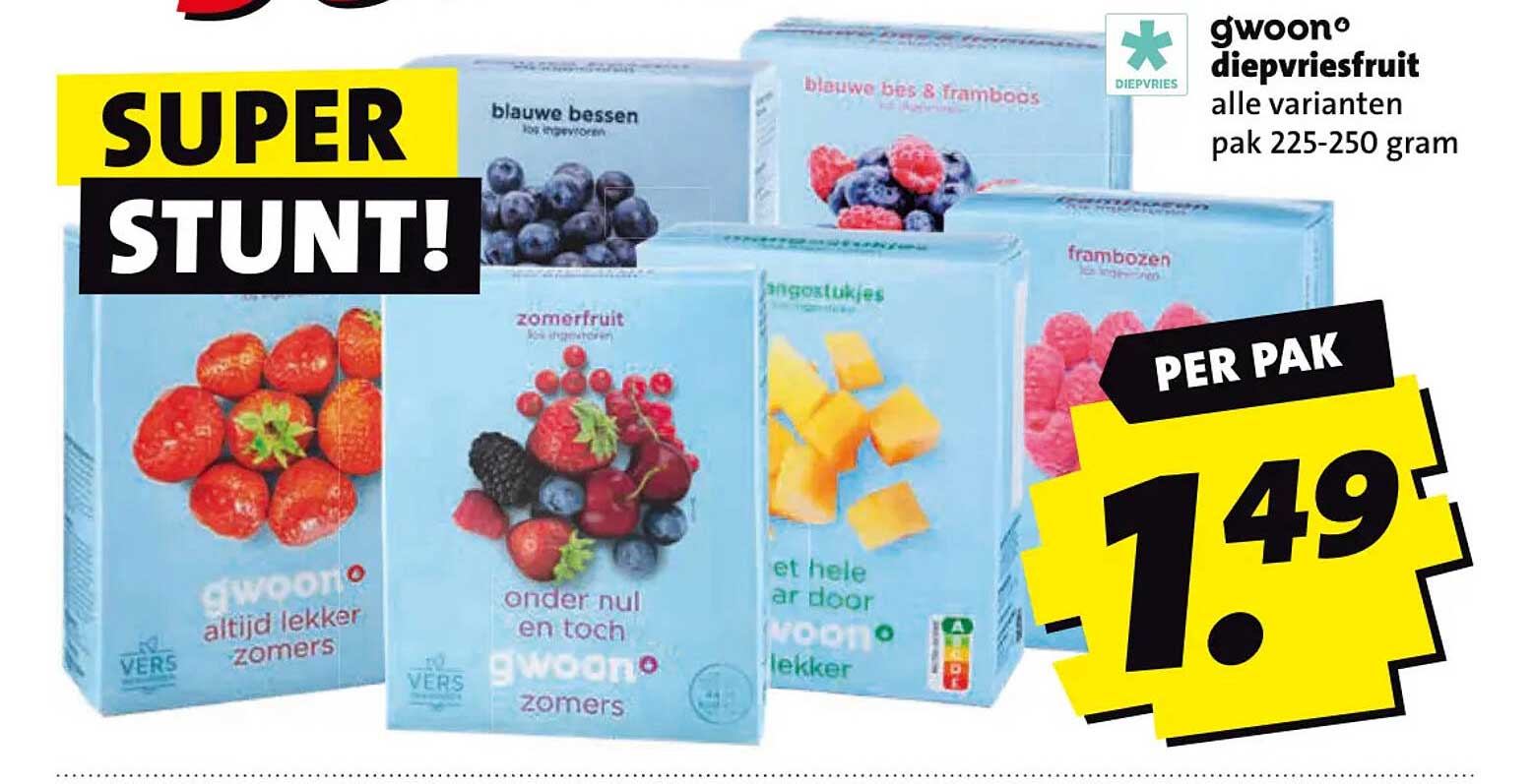g'woon diepvriesfruit alle varianten pak 225-250 gram