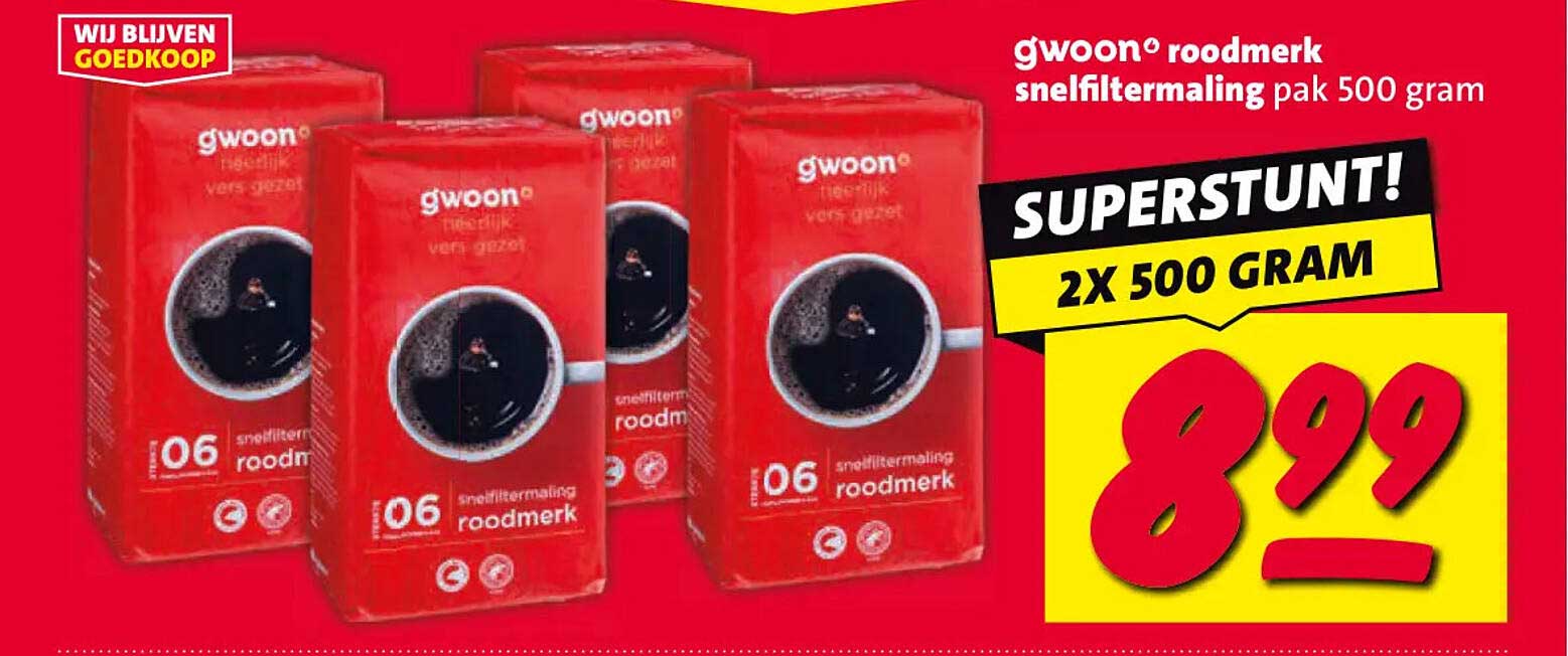 gwoon roodmerk snelfiltermaling pak 500 gram SUPERSTUNT! 2X 500 GRAM