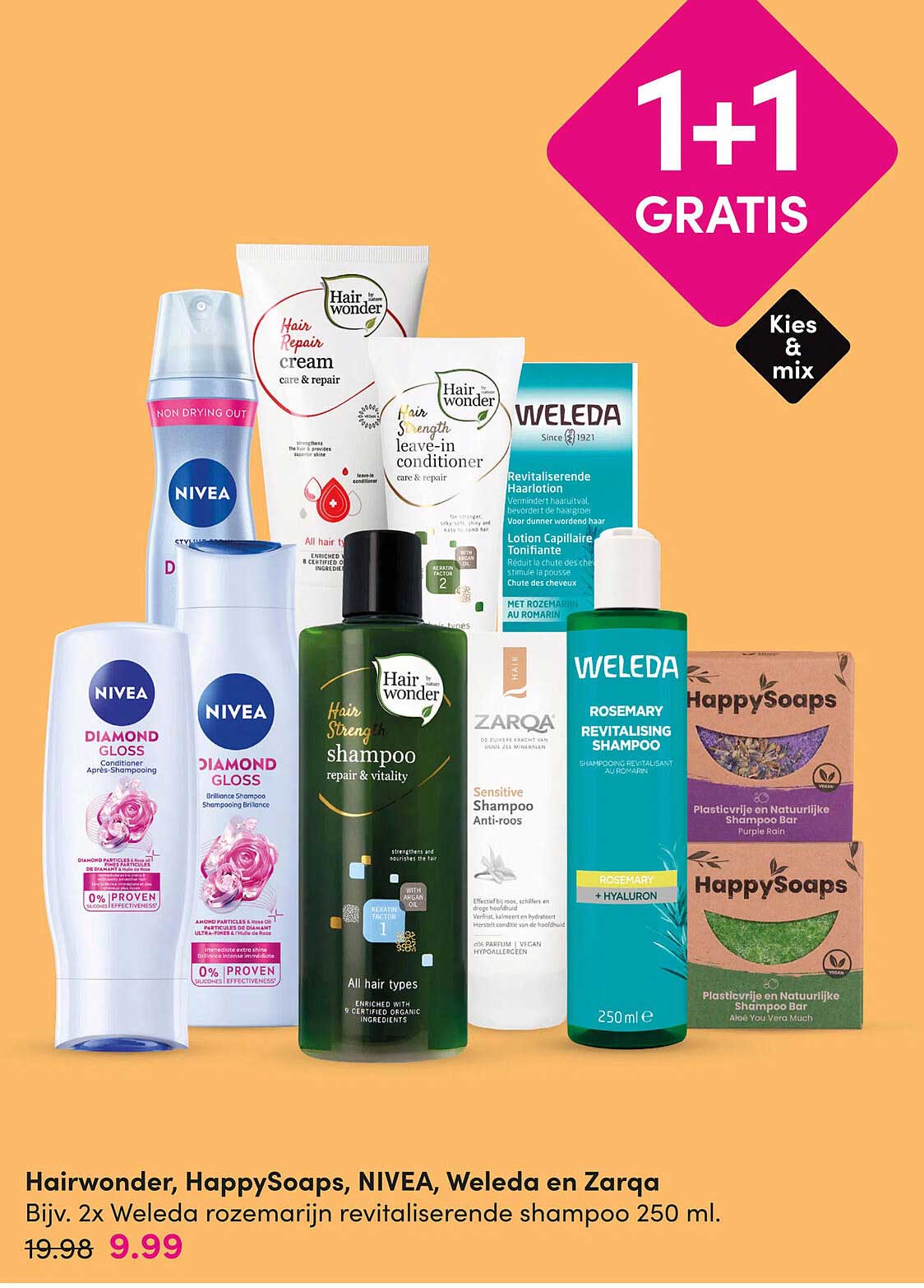 Hairwonder, HappySoaps, NIVEA, Weleda en Zarqa 1+1 GRATIS Kies & mix