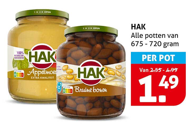 HAK Alle potten van 675 - 720 gram PER POT