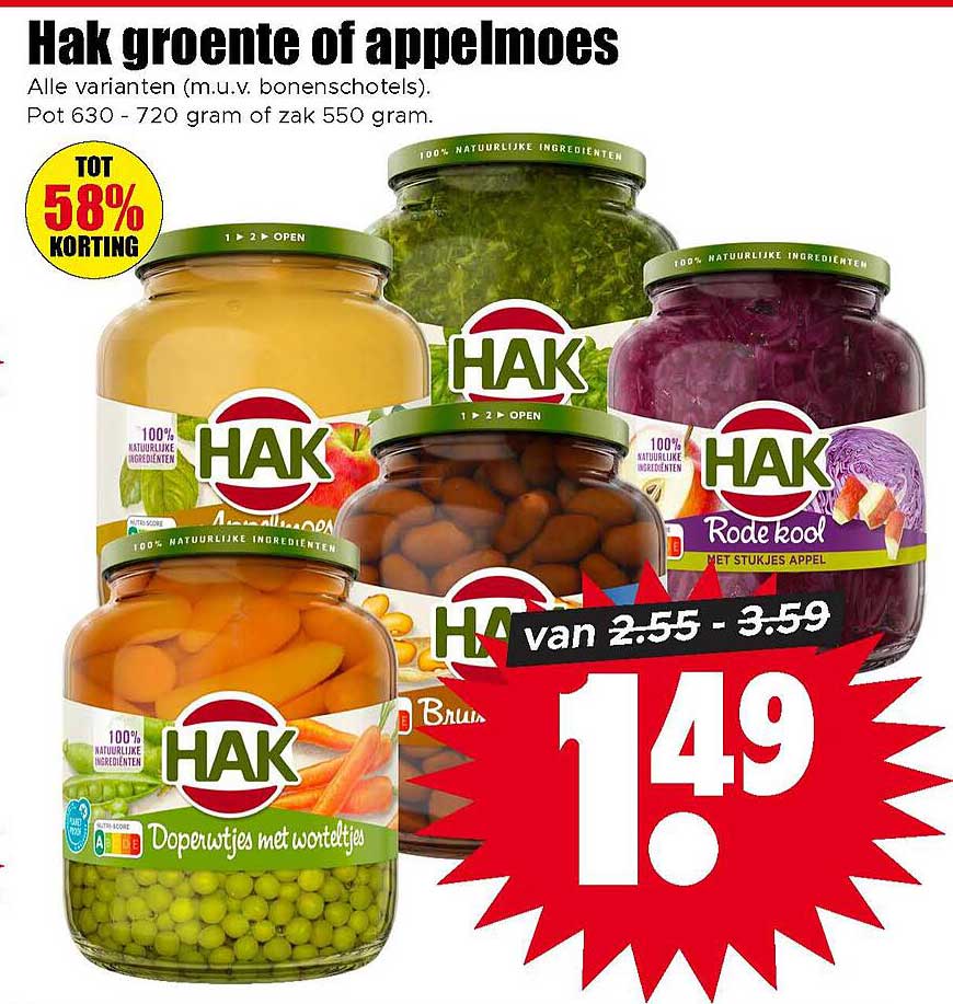 Hak groente of appelmoes