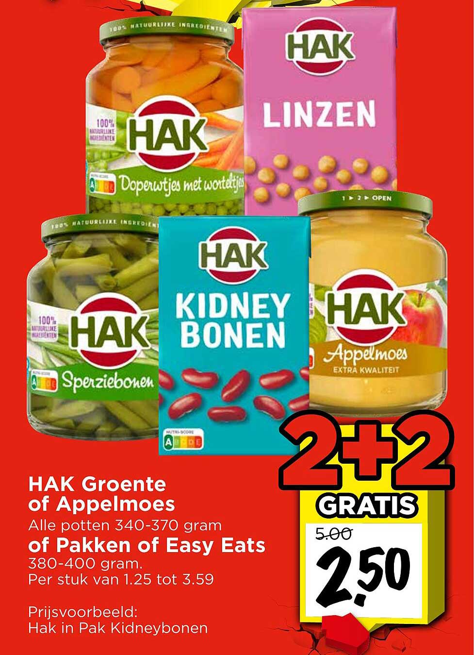 HAK Groente of Appelmoes of Pakken of Easy Eats 2+2 GRATIS