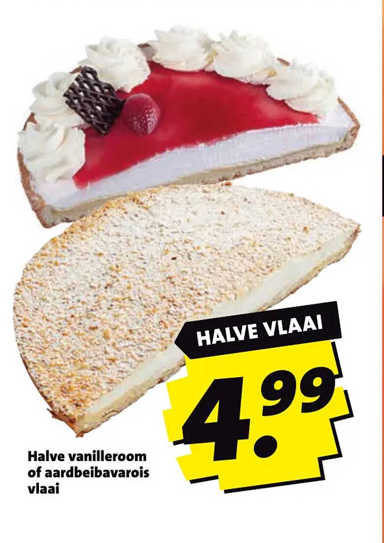Halve vanilleroom of aardbeibavarois vlaai HALVE VLAAI
