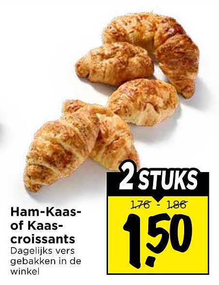 Ham-Kaas- of Kaas-croissants 2 STUKS