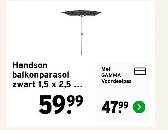 Handson balkonparasol zwart 1,5 x 2,5 ...