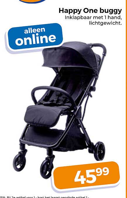 Happy One buggy Inklapbaar met 1 hand, lichtgewicht.