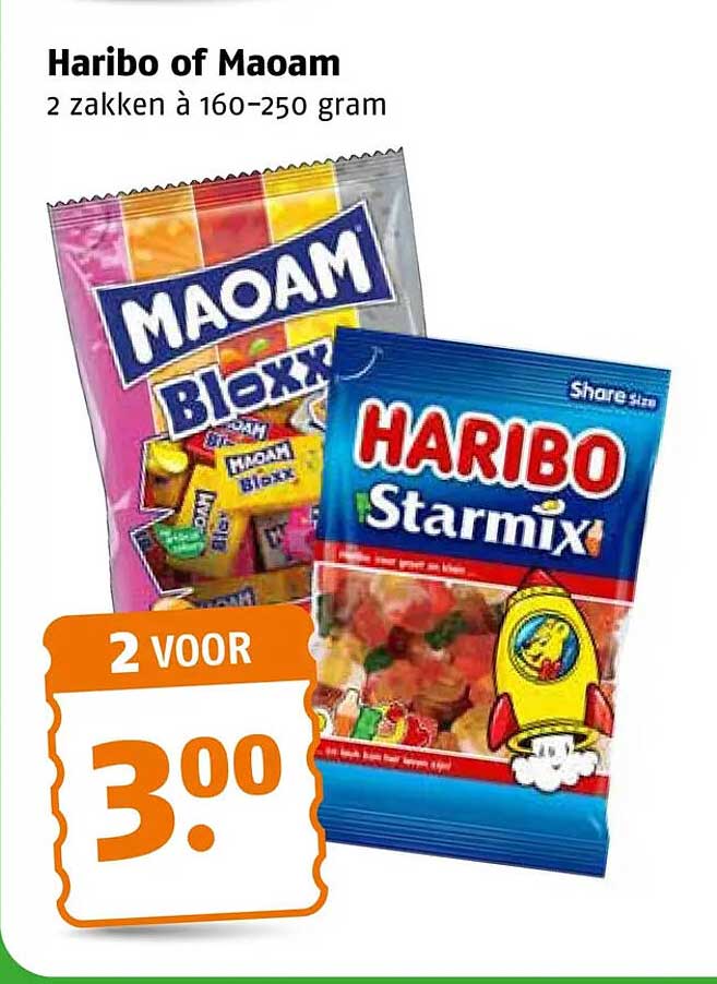 Haribo of Maoam 2 zakken à 160-250 gram