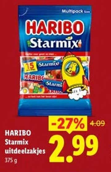 HARIBO Starmix uitdeelzakjes 375 g -27%