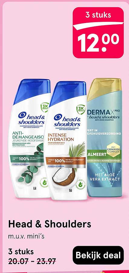 Head & Shoulders m.u.v. mini’s 3 stuks Bekijk deal
