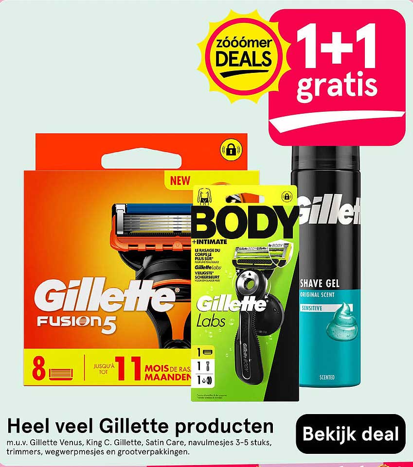 Heel veel Gillette producten 1+1 gratis