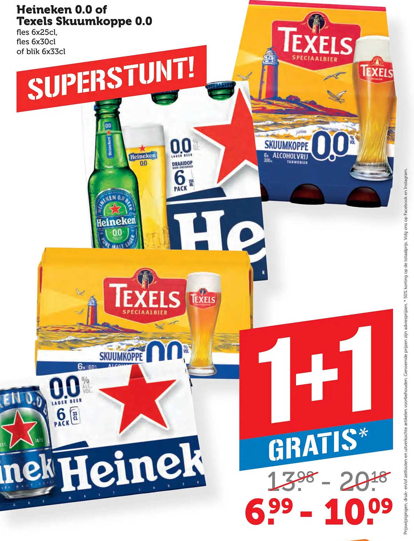 Heineken 0.0 of Texels Skuumkoppe 0.0 1+1 gratis