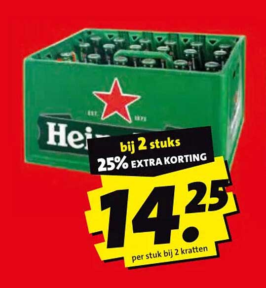 Heineken bij 2 stuks 25% EXTRA KORTING